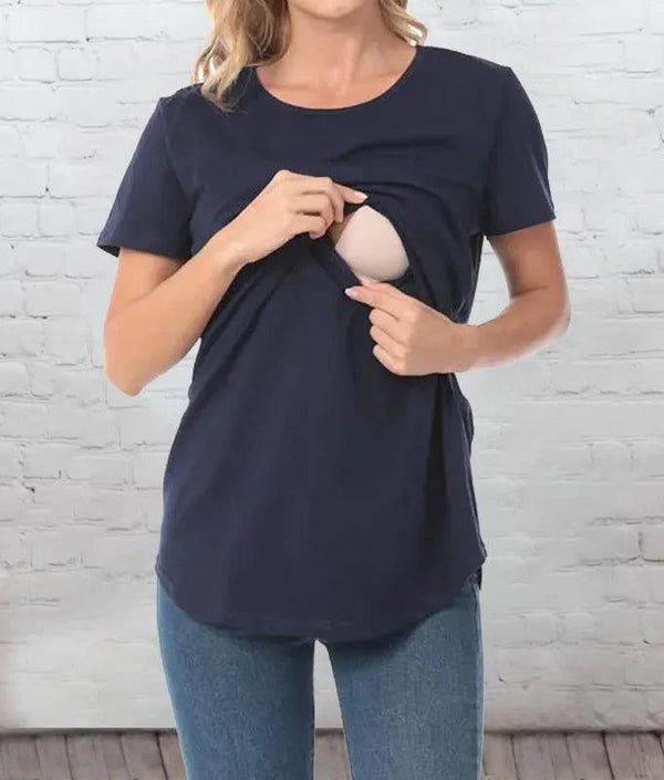 Maternity Solid Color Nursing T-shirt