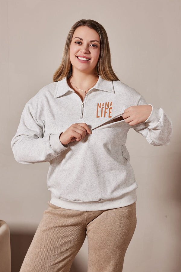 Mama Life Nursing Friendly Zip Sweatshirt