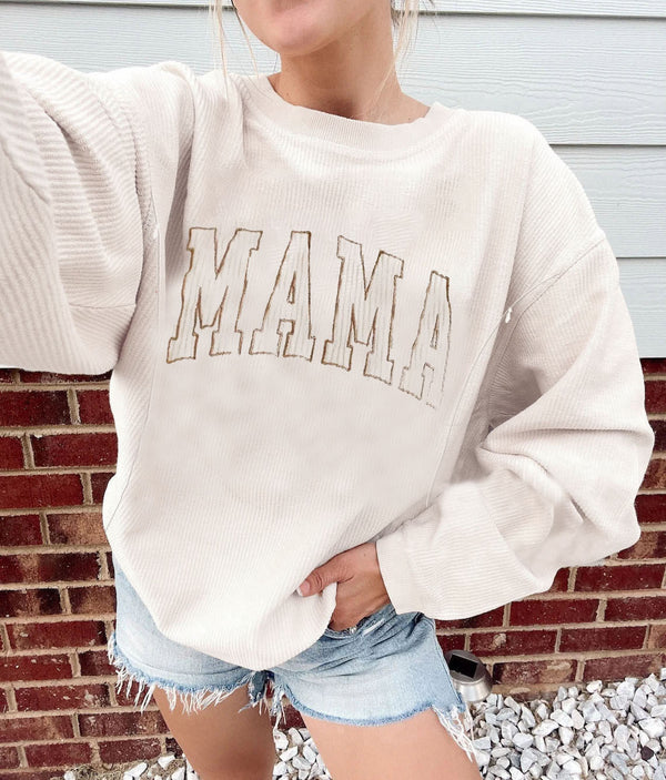 Corded Embroidered Mama Nursing Sweatshirt