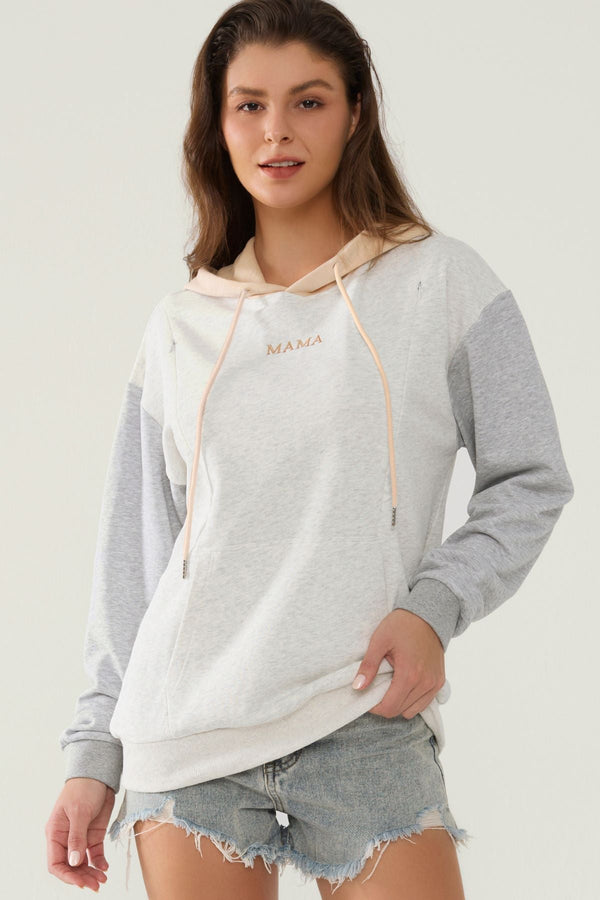 Colorblock Nursing Hoodie with Pocket