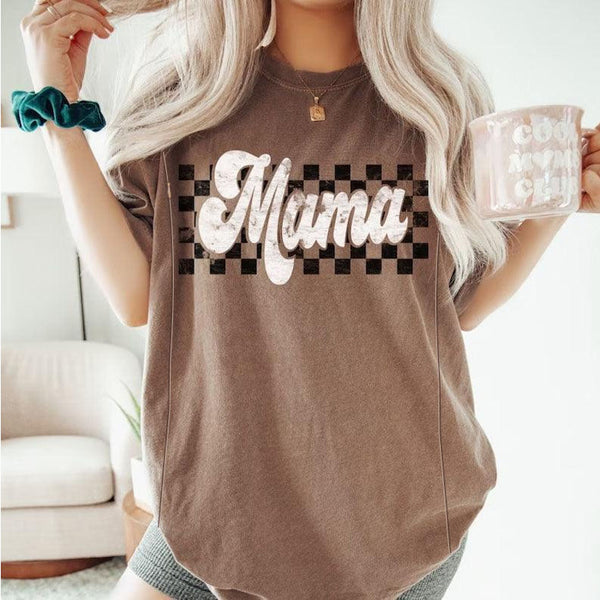 Retro Checkered Mama Nursing T-shirt