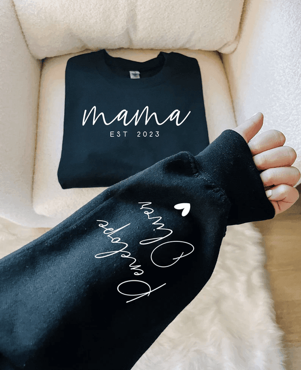 Custom Mama Sweatshirt With Date And Children Name On Sleeve - Giftifymama