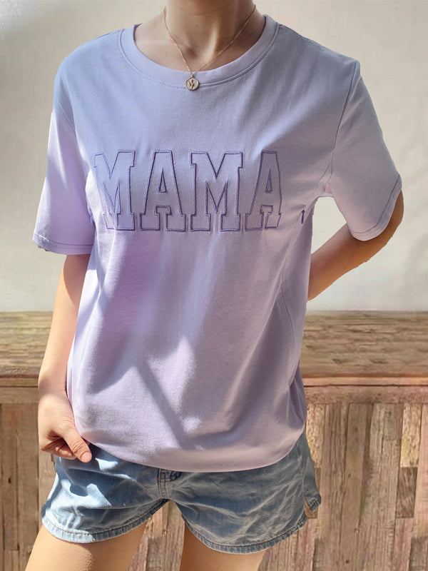 Lavender MAMA Embroidered Nursing T-shirt