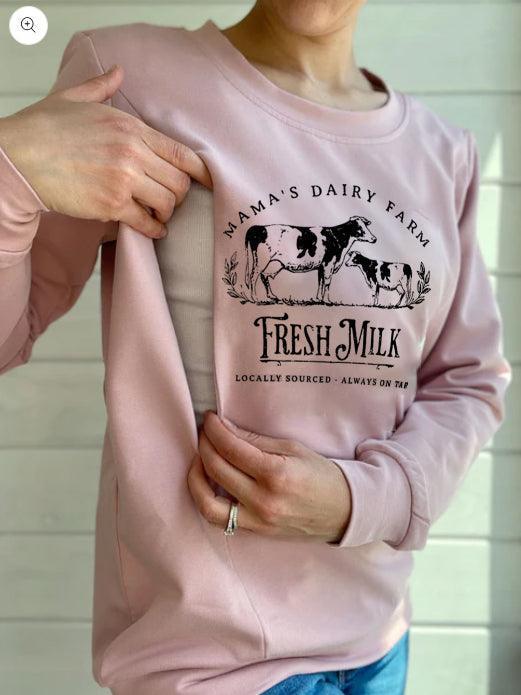 Mama's Dairy Farm Fresh Milk Breastfeeding Sweatshirt - Giftifymama