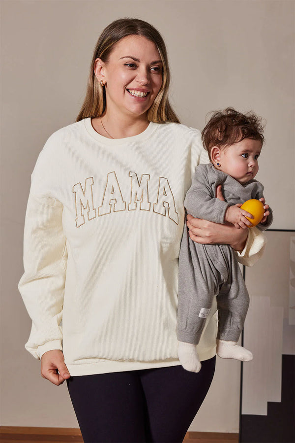 Corded Embroidered Mama Nursing Sweatshirt