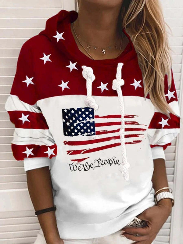 Stars Printed We The People US Flag Hoodie - Giftifymama