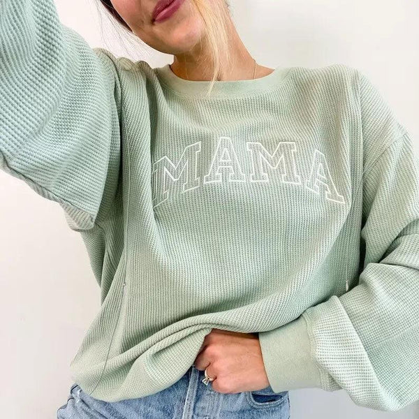 Waffle Knit Mama With Zippers Breastfeeding Sweatshirt - Giftifymama